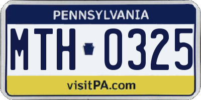 PA license plate MTH0325