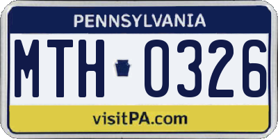 PA license plate MTH0326