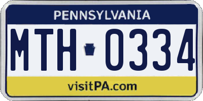 PA license plate MTH0334