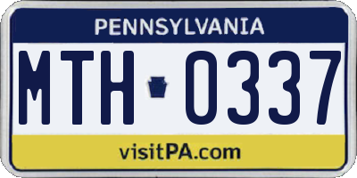 PA license plate MTH0337