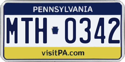 PA license plate MTH0342