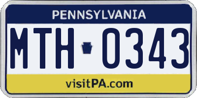 PA license plate MTH0343