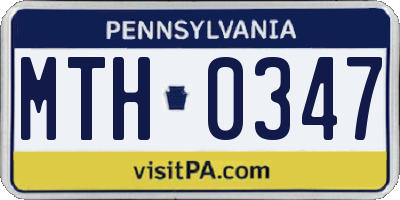 PA license plate MTH0347