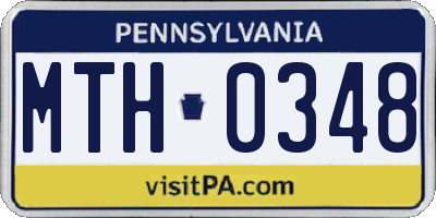 PA license plate MTH0348