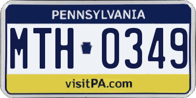 PA license plate MTH0349