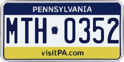 PA license plate MTH0352