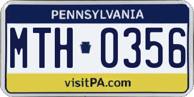 PA license plate MTH0356