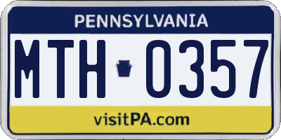 PA license plate MTH0357