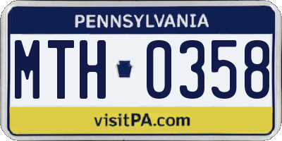 PA license plate MTH0358