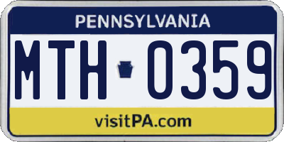 PA license plate MTH0359