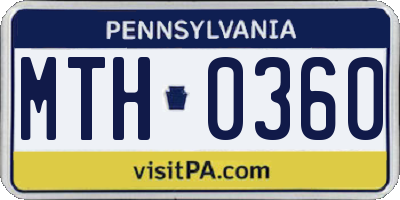 PA license plate MTH0360