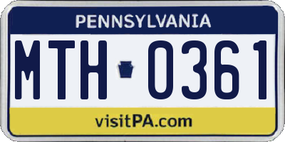 PA license plate MTH0361