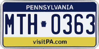 PA license plate MTH0363