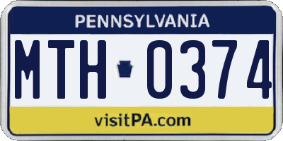 PA license plate MTH0374