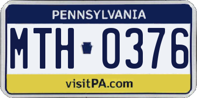 PA license plate MTH0376