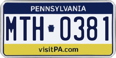 PA license plate MTH0381