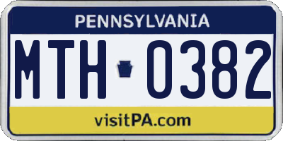 PA license plate MTH0382