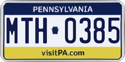 PA license plate MTH0385
