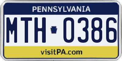 PA license plate MTH0386