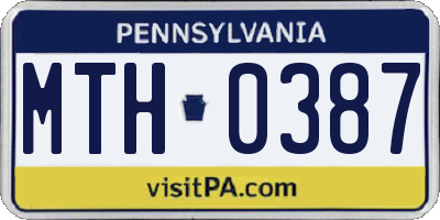 PA license plate MTH0387