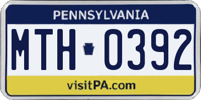 PA license plate MTH0392