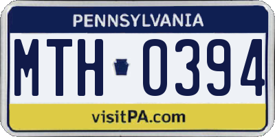 PA license plate MTH0394