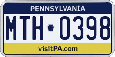 PA license plate MTH0398