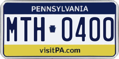 PA license plate MTH0400