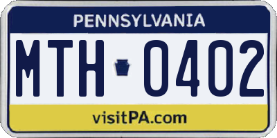 PA license plate MTH0402