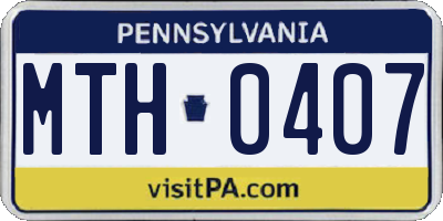 PA license plate MTH0407
