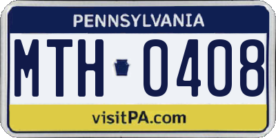 PA license plate MTH0408
