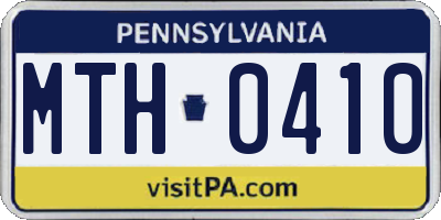 PA license plate MTH0410