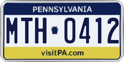 PA license plate MTH0412