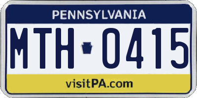 PA license plate MTH0415