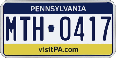 PA license plate MTH0417