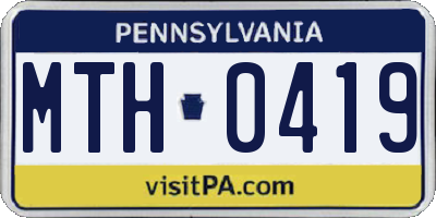PA license plate MTH0419