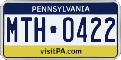 PA license plate MTH0422