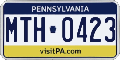PA license plate MTH0423