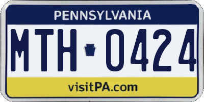 PA license plate MTH0424