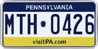 PA license plate MTH0426