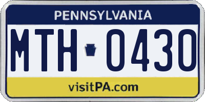 PA license plate MTH0430