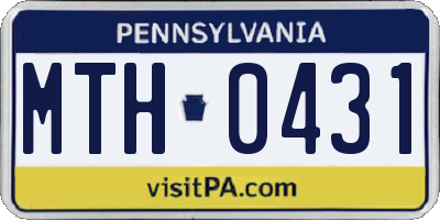 PA license plate MTH0431