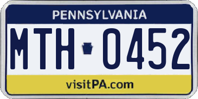 PA license plate MTH0452