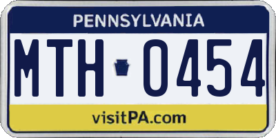 PA license plate MTH0454