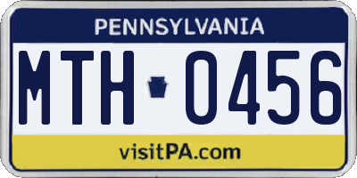 PA license plate MTH0456