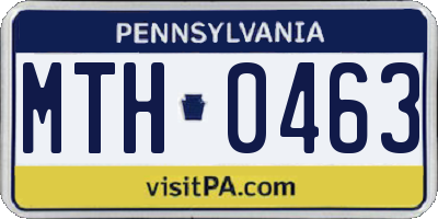 PA license plate MTH0463