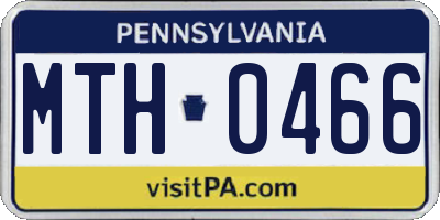 PA license plate MTH0466