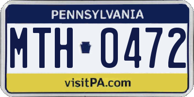 PA license plate MTH0472