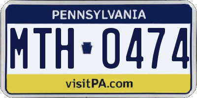PA license plate MTH0474