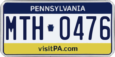 PA license plate MTH0476